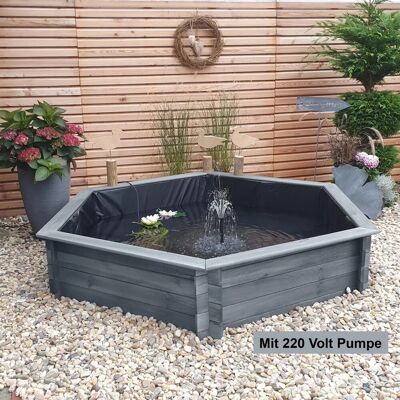 Promadino Sechseck-Hochteich Grau Ø 200 cm inkl. Pumpe 220 Volt aus Holz Promadino Sechseck-Hochteich Grau Ø 200 cm inkl. Pumpe 220 Volt aus Holz