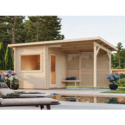Palmako Sauna Sanna 490 x 210 cm Lackiert Hellgrau-Anthrazit FSC® Palmako Sauna Sanna 490 x 210 cm Lackiert Hellgrau-Anthrazit FSC®