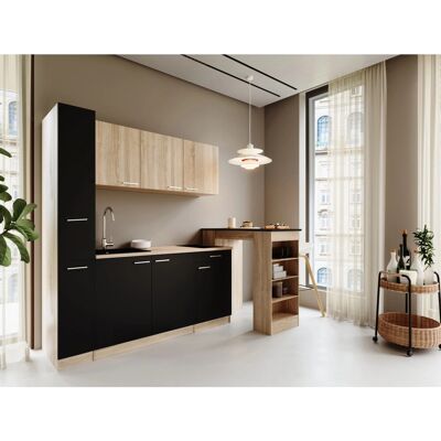 Respekta Ingrid Singleküche 180 cm Schwarz mit Bartisch mit Apothekenschrank Respekta Ingrid Singleküche 180 cm Schwarz mit Bartisch mit Apothekenschrank