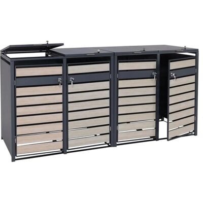 MCW 4er Mülltonnenverkleidung J81 Buche-Holzoptik Hellbraun 117x264x80cm MCW 4er Mülltonnenverkleidung J81 Buche-Holzoptik Hellbraun 117x264x80cm