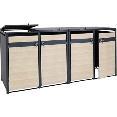 MCW 4er Mülltonnenverkleidung J82 Buche-Holzoptik Hellbraun 117x264x80cm MCW 4er Mülltonnenverkleidung J82 Buche-Holzoptik Hellbraun 117x264x80cm
