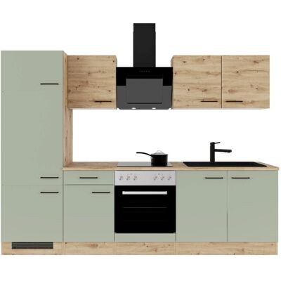 FlexWell Exclusiv Flex-Well Exclusiv Küchenzeile Cara 270 cm Schilfgrün matt - Artisan Eiche FlexWell Exclusiv Flex-Well Exclusiv Küchenzeile Cara 270 cm Schilfgrün matt - Artisan Eiche