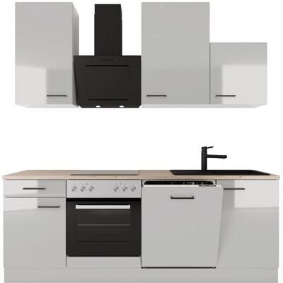 FlexWell Exclusiv Flex-Well Exclusiv Küche 1701-017sWs Lund 220 cm Lichtgrau glänzend-Rauchgrau FlexWell Exclusiv Flex-Well Exclusiv Küche 1701-017sWs Lund 220 cm Lichtgrau glänzend-Rauchgrau