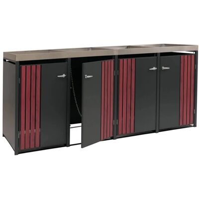 MCW Mülltonnenverkleidung O67 Anthrazit Holzoptik Dunkel 125x260x84cm MCW Mülltonnenverkleidung O67 Anthrazit Holzoptik Dunkel 125x260x84cm