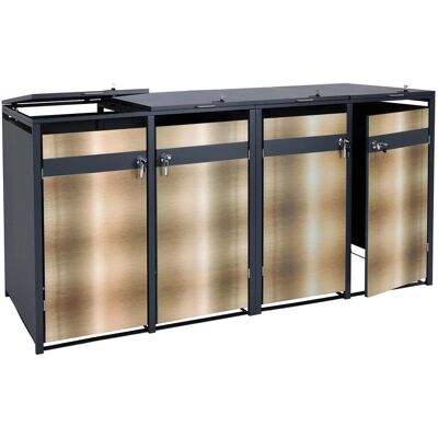 MCW 4er Mülltonnenverkleidung J82 Gold 117x264x80cm MCW 4er Mülltonnenverkleidung J82 Gold 117x264x80cm