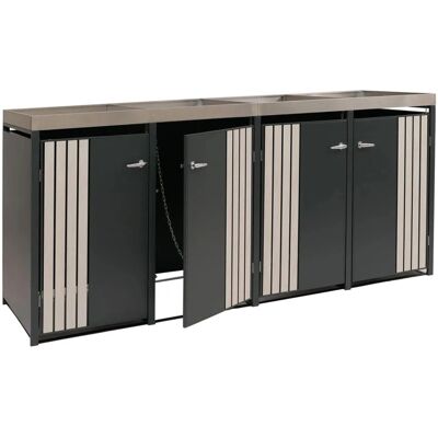 MCW Mülltonnenverkleidung O67 Anthrazit Holzoptik Hell 125x260x84cm MCW Mülltonnenverkleidung O67 Anthrazit Holzoptik Hell 125x260x84cm