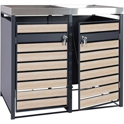 MCW Mülltonnenverkleidung J81 2er Buche-Holzoptik 125x132x80cm MCW Mülltonnenverkleidung J81 2er Buche-Holzoptik 125x132x80cm