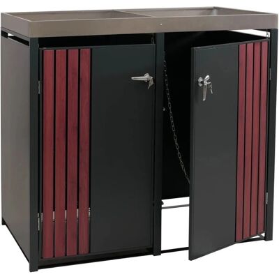MCW 2er-Mülltonnenverkleidung O67 Anthrazit Holzoptik Dunkel 125x132x84cm MCW 2er-Mülltonnenverkleidung O67 Anthrazit Holzoptik Dunkel 125x132x84cm