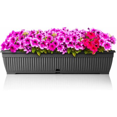 BigDean Blumenkasten 80 cm mit Untersetzer und Wasserspeicher – bruchsicherer Pflanzkasten für innen und außen – Made in Europe BigDean Blumenkasten 80 cm mit Untersetzer und Wasserspeicher – bruchsicherer Pflanzkasten für innen und außen – Made in Europe