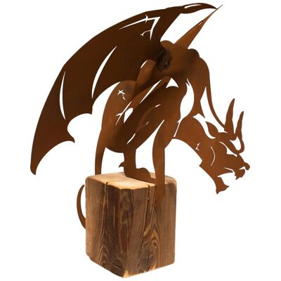 Ferrum Art Design Deko-Figur Gargoyle auf Holzbalken 51 cm x 50 cm, x 36 cm Ferrum Art Design Deko-Figur Gargoyle auf Holzbalken 51 cm x 50 cm, x 36 cm
