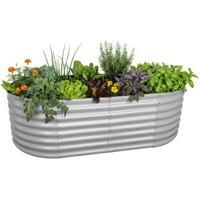 Relaxdays Hochbeet Halbrund Metall Hellgrau Bodenfrei 60 cm x 200 cm x 100 cm 17 kg Relaxdays Hochbeet Halbrund Metall Hellgrau Bodenfrei 60 cm x 200 cm x 100 cm 17 kg