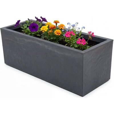 BigDean Pflanzkübel Vulkano 72L Rechteckig Blumenkasten Mit Wasserspeicher BigDean Pflanzkübel Vulkano 72L Rechteckig Blumenkasten Mit Wasserspeicher