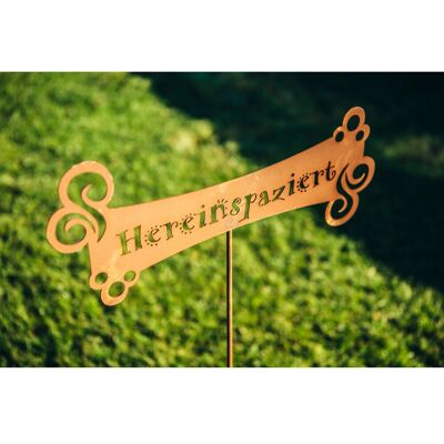 Ferrum Art Design Gartenstecker Hereinspaziert 122 cm Edelrost Ferrum Art Design Gartenstecker Hereinspaziert 122 cm Edelrost