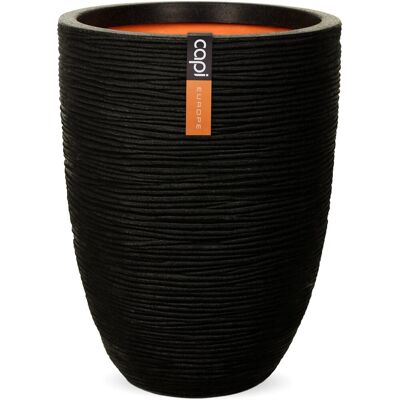 Capi Pflanztopf Nature Rib Elegant niedrig Riffel Ø 46 cm x 58 cm Schwarz Capi Pflanztopf Nature Rib Elegant niedrig Riffel Ø 46 cm x 58 cm Schwarz