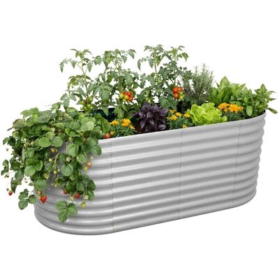 Relaxdays Hochbeet Metall Hellgrau Halbrund 80 cm x 160 cm x 80 cm Relaxdays Hochbeet Metall Hellgrau Halbrund 80 cm x 160 cm x 80 cm