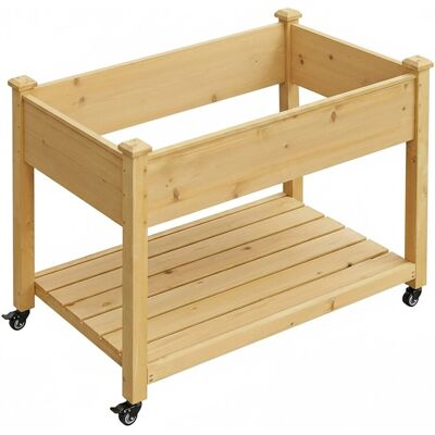 Relaxdays Hochbeet Tannenholz Natur auf Rollen mit Ablage 84 cm x 105 cm x 56,5 cm Relaxdays Hochbeet Tannenholz Natur auf Rollen mit Ablage 84 cm x 105 cm x 56,5 cm