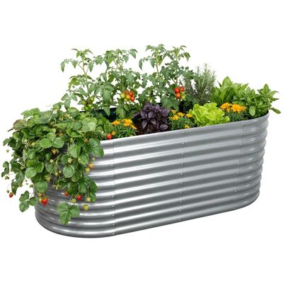 Relaxdays Hochbeet Metall Silber Halbrund 80 cm x 160 cm x 80 cm Relaxdays Hochbeet Metall Silber Halbrund 80 cm x 160 cm x 80 cm