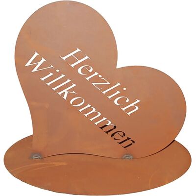 Ferrum Art Design Herz auf Platte Herzlich Willkommen Rostbraun Ferrum Art Design Herz auf Platte Herzlich Willkommen Rostbraun