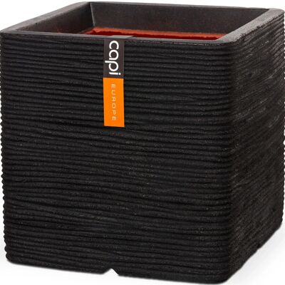 Capi Pflanztopf Nature Rib Quadrat Riffel 40 cm x 40 cm x 40 cm Schwarz Capi Pflanztopf Nature Rib Quadrat Riffel 40 cm x 40 cm x 40 cm Schwarz