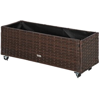 Outsunny Hochbeet PE-Rattan Stahl Kaffee-Braun 94,5L x 31B x 36H cm Outsunny Hochbeet PE-Rattan Stahl Kaffee-Braun 94,5L x 31B x 36H cm