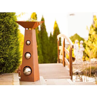 Ferrum Art Design Deko-Skulptur Säule Trapez mit Edelstahlkugeln 100 cm Ferrum Art Design Deko-Skulptur Säule Trapez mit Edelstahlkugeln 100 cm