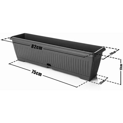 BigDean 3x Blumenkasten 80 cm mit Untersetzer und Wasserspeicher – bruchsichere Pflanzkästen für innen und außen – Made in Europe BigDean 3x Blumenkasten 80 cm mit Untersetzer und Wasserspeicher – bruchsichere Pflanzkästen für innen und außen – Made in Europe