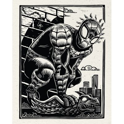 Komar Wandbild Marvel Spider-Man Lino-Cut 40 cm x 50 cm Schwarz-Weiß Komar Wandbild Marvel Spider-Man Lino-Cut 40 cm x 50 cm Schwarz-Weiß