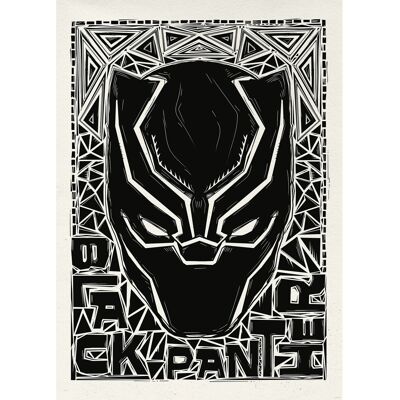 Komar Wandbild Marvel Black Panther Lino-Cut Helmet 50 cm x 70 cm Schwarz-Weiß Komar Wandbild Marvel Black Panther Lino-Cut Helmet 50 cm x 70 cm Schwarz-Weiß