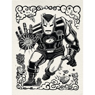 Komar Wandbild Marvel Iron Man Lino-Cut 30 cm x 40 cm Schwarz-Weiß Komar Wandbild Marvel Iron Man Lino-Cut 30 cm x 40 cm Schwarz-Weiß