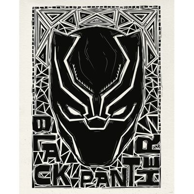 Komar Wandbild Marvel Black Panther Lino-Cut Helmet 40 cm x 50 cm Schwarz-Weiß Komar Wandbild Marvel Black Panther Lino-Cut Helmet 40 cm x 50 cm Schwarz-Weiß