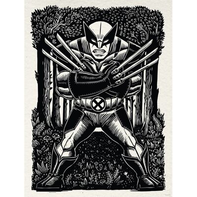 Komar Wandbild Marvel Wolverine Lino-Cut 30 cm x 40 cm Schwarz-Weiß Komar Wandbild Marvel Wolverine Lino-Cut 30 cm x 40 cm Schwarz-Weiß