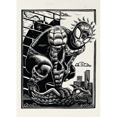 Komar Wandbild Marvel Spider-Man Lino-Cut 50 cm x 70 cm Schwarz-Weiß Komar Wandbild Marvel Spider-Man Lino-Cut 50 cm x 70 cm Schwarz-Weiß