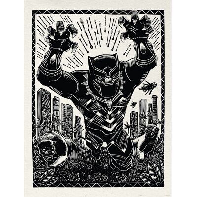 Komar Wandbild Marvel Black Panther Lino-Cut Charge 30 cm x 40 cm Schwarz-Weiß Komar Wandbild Marvel Black Panther Lino-Cut Charge 30 cm x 40 cm Schwarz-Weiß