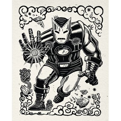 Komar Wandbild Marvel Iron Man Lino-Cut 40 cm x 50 cm Schwarz-Weiß Komar Wandbild Marvel Iron Man Lino-Cut 40 cm x 50 cm Schwarz-Weiß