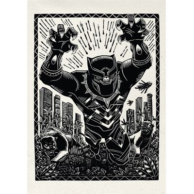 Komar Wandbild Marvel Black Panther Lino-Cut Charge 50 cm x 70 cm Schwarz-Weiß Komar Wandbild Marvel Black Panther Lino-Cut Charge 50 cm x 70 cm Schwarz-Weiß