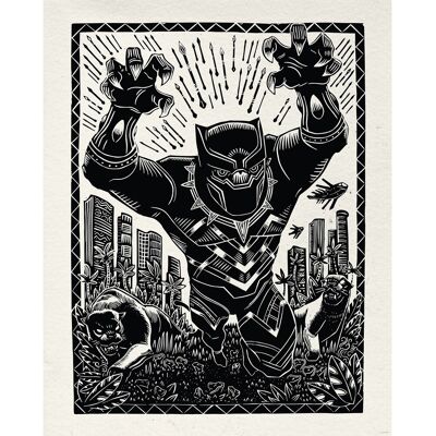 Komar Wandbild Marvel Black Panther Lino-Cut Charge 40 cm x 50 cm Schwarz-Weiß Komar Wandbild Marvel Black Panther Lino-Cut Charge 40 cm x 50 cm Schwarz-Weiß