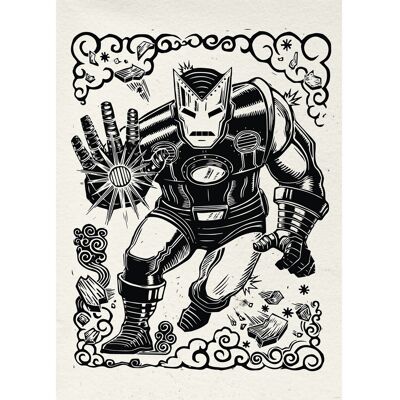Komar Wandbild Marvel Iron Man Lino-Cut 50 cm x 70 cm Schwarz-Weiß Komar Wandbild Marvel Iron Man Lino-Cut 50 cm x 70 cm Schwarz-Weiß