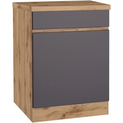 Held Möbel Küchenunterschrank Turin 60 cm 1 Tür 1 Schublade Graphit/Wotaneiche Held Möbel Küchenunterschrank Turin 60 cm 1 Tür 1 Schublade Graphit/Wotaneiche