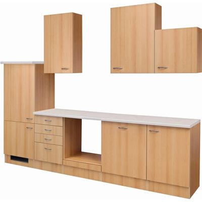 FlexWell Classic Flex-Well Classic Küchenzeile Nano 280 cm ohne E-Geräte Buche Nachbildung FlexWell Classic Flex-Well Classic Küchenzeile Nano 280 cm ohne E-Geräte Buche Nachbildung
