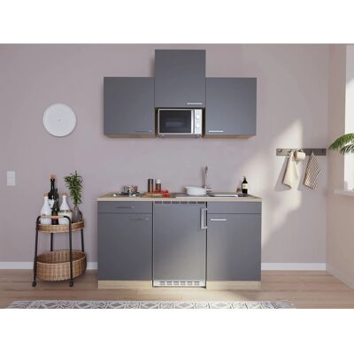Respekta Küchenzeile KB150WGMI 150 cm Grau-Weiß Glänzend Respekta Küchenzeile KB150WGMI 150 cm Grau-Weiß Glänzend