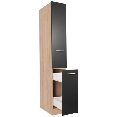 Respekta Küchen-Apothekerschrank Merle mit 2 Frontauszügen 30 cm Schwarz Respekta Küchen-Apothekerschrank Merle mit 2 Frontauszügen 30 cm Schwarz