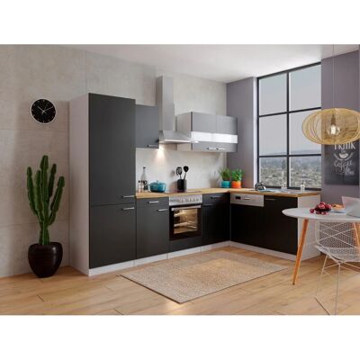 Respekta Winkelküche KBL280WSCGKEG 280 x 172 cm Schwarz-Weiß-Butcher Nussbaum Respekta Winkelküche KBL280WSCGKEG 280 x 172 cm Schwarz-Weiß-Butcher Nussbaum