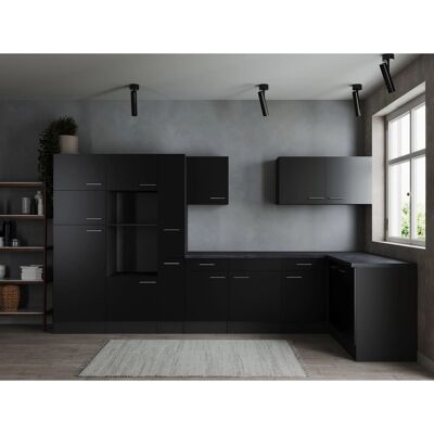 Respekta Winkelküche Oliver 370 cm Schwarz ohne E-Geräte Respekta Winkelküche Oliver 370 cm Schwarz ohne E-Geräte