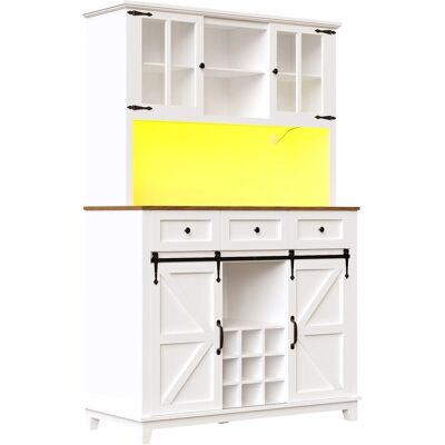 Merax Küchenschrank 105x38,4x180 cm Weiß Verstellbare Ablagen LED Merax Küchenschrank 105x38,4x180 cm Weiß Verstellbare Ablagen LED