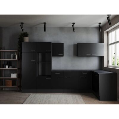 Respekta Winkelküche Oliver 340 cm Schwarz ohne E-Geräte Respekta Winkelküche Oliver 340 cm Schwarz ohne E-Geräte