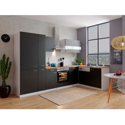 Respekta Winkelküche KBL310WSCGKEG 310 x 172 cm Schwarz-Weiß-Butcher Nussbaum Respekta Winkelküche KBL310WSCGKEG 310 x 172 cm Schwarz-Weiß-Butcher Nussbaum