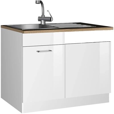 Held Möbel Küchen-Spülenunterschrank Mailand 110 cm Hochglanz Weiß/Weiß Held Möbel Küchen-Spülenunterschrank Mailand 110 cm Hochglanz Weiß/Weiß