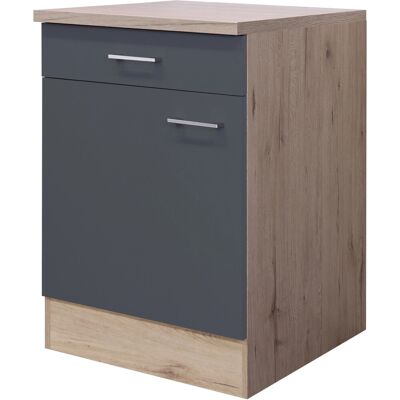 FLEX-WELL Morena Unterschrank - 60cm, Grau, Melamin FLEX-WELL Morena Unterschrank - 60cm, Grau, Melamin