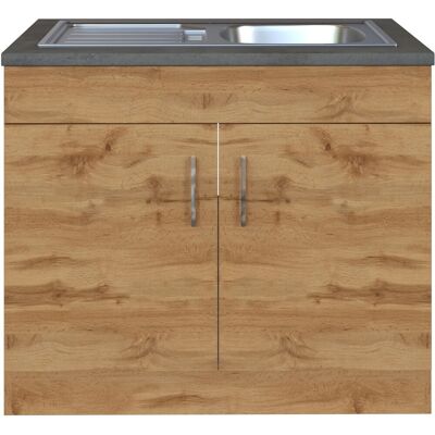 Held Möbel Küchen-Spülenschrank Sorrento B100 x H85 x T60 cm 2 Türen Wotaneiche Held Möbel Küchen-Spülenschrank Sorrento B100 x H85 x T60 cm 2 Türen Wotaneiche