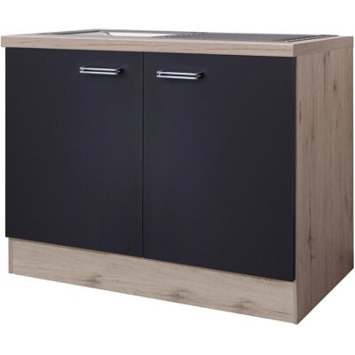 FlexWell Exclusiv Flex-Well Exclusiv Küchen-Spülenunterschrank Lara 100cm Anthrazit-San Remo Eiche FlexWell Exclusiv Flex-Well Exclusiv Küchen-Spülenunterschrank Lara 100cm Anthrazit-San Remo Eiche